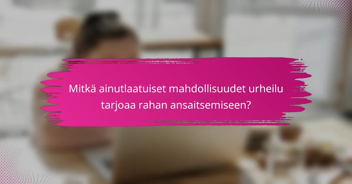 Mitkä ainutlaatuiset mahdollisuudet urheilu tarjoaa rahan ansaitsemiseen?