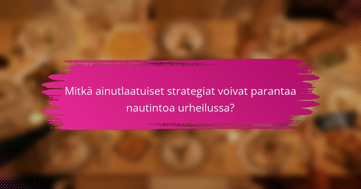 Mitkä ainutlaatuiset strategiat voivat parantaa nautintoa urheilussa?