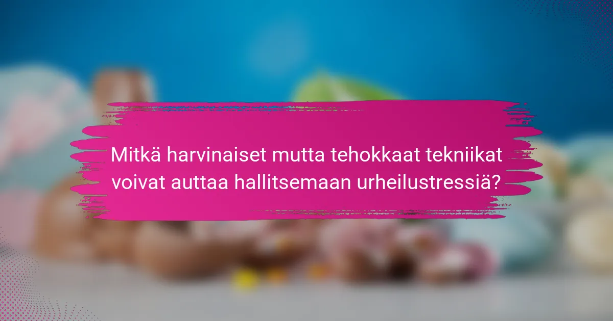 Mitkä harvinaiset mutta tehokkaat tekniikat voivat auttaa hallitsemaan urheilustressiä?