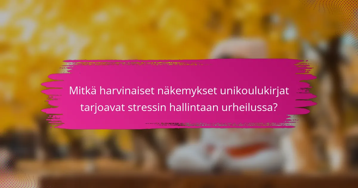Mitkä harvinaiset näkemykset unikoulukirjat tarjoavat stressin hallintaan urheilussa?