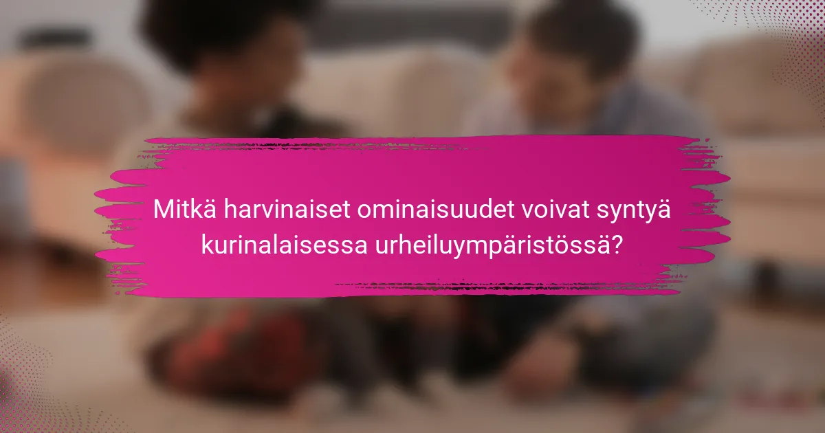 Mitkä harvinaiset ominaisuudet voivat syntyä kurinalaisessa urheiluympäristössä?