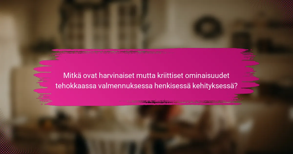 Mitkä ovat harvinaiset mutta kriittiset ominaisuudet tehokkaassa valmennuksessa henkisessä kehityksessä?