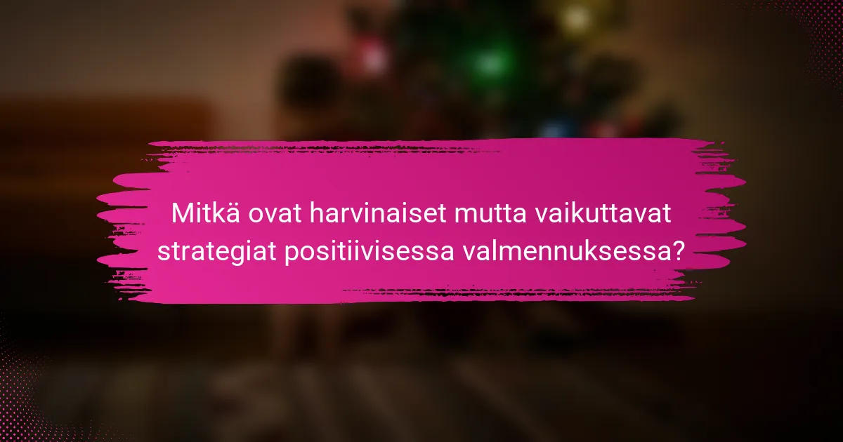 Mitkä ovat harvinaiset mutta vaikuttavat strategiat positiivisessa valmennuksessa?