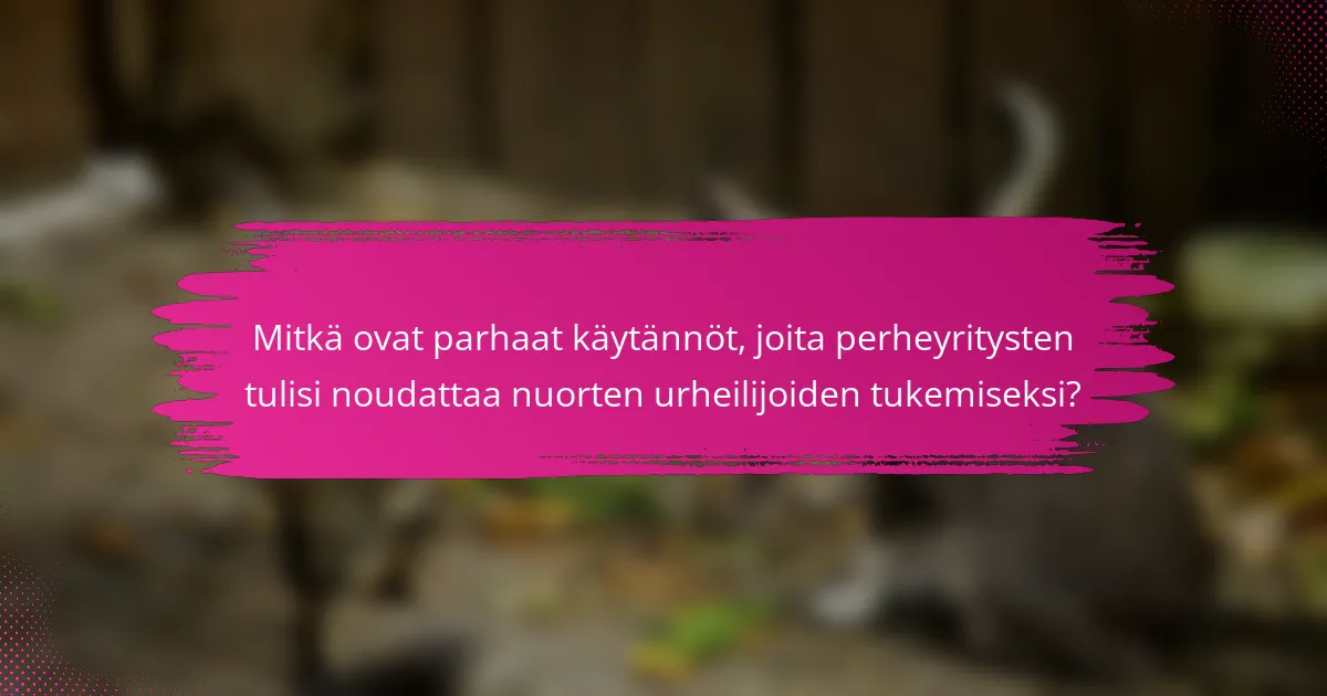 Mitkä ovat parhaat käytännöt, joita perheyritysten tulisi noudattaa nuorten urheilijoiden tukemiseksi?