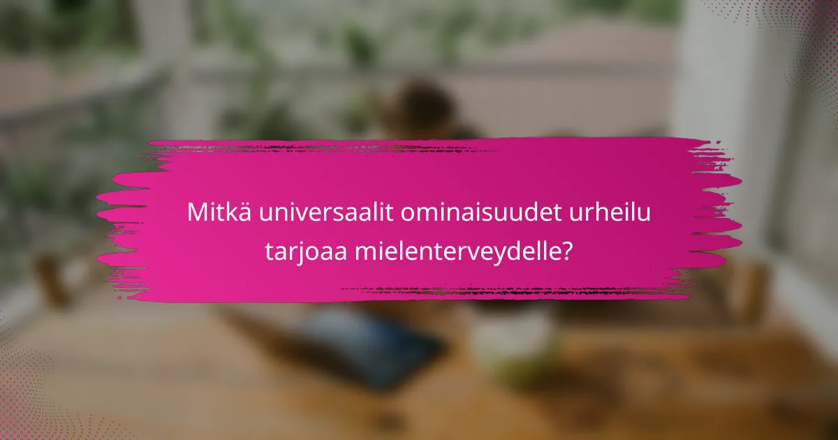 Mitkä universaalit ominaisuudet urheilu tarjoaa mielenterveydelle?