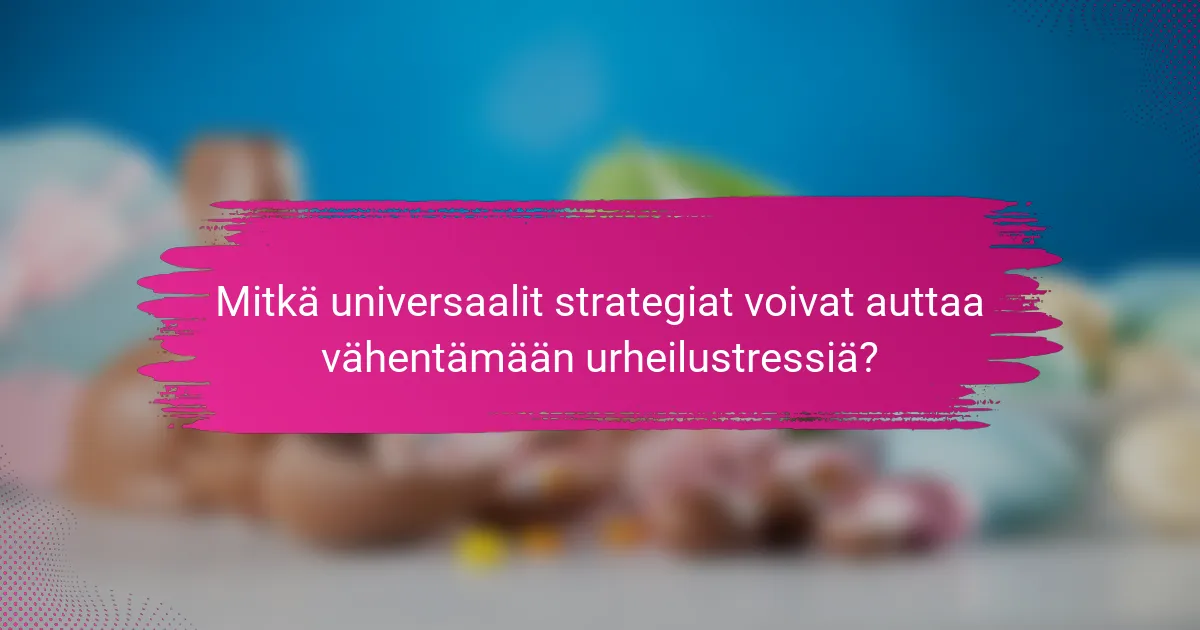 Mitkä universaalit strategiat voivat auttaa vähentämään urheilustressiä?